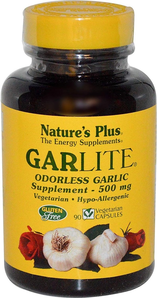 NaturesPlus Garlite Odorless Garlic - 90カプセル - ベジタリアン、グルテンフリー - 90サービング
