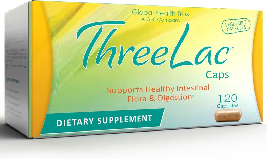 Global Health Trax GHT - ThreeLac Probiotic Capsules, 120 Count - Comprehensive Digestive Support for Men, Women, and Children - Immune System and Gut Balance, Non-GMO