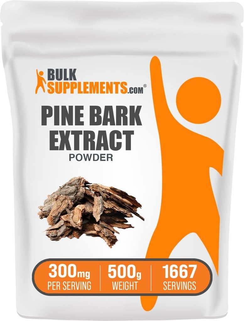 BulkSupplements.comパインバークエキスパウダー - ハーブサプリメント、パインバークパウダー - 抗酸化剤サポート、グルテンフリー - サービングあたり300mg、500g(1.1ポンド)(パッケージ1)