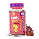 Squiggles Kids Daily Iron + Gummies - アイロン付きのChewableサプリメント、子供用のMultivitamin、低砂糖、ビーガン、Toddler Gummies、Yummy Grape Flavor (100カウント)