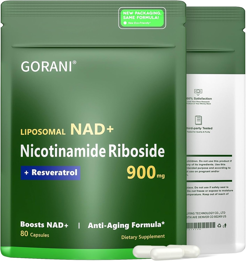 Gorani NAD+の補足900MGのニコチンアミドの肋骨、Liposomal ResveratrolのQuercetin (1)