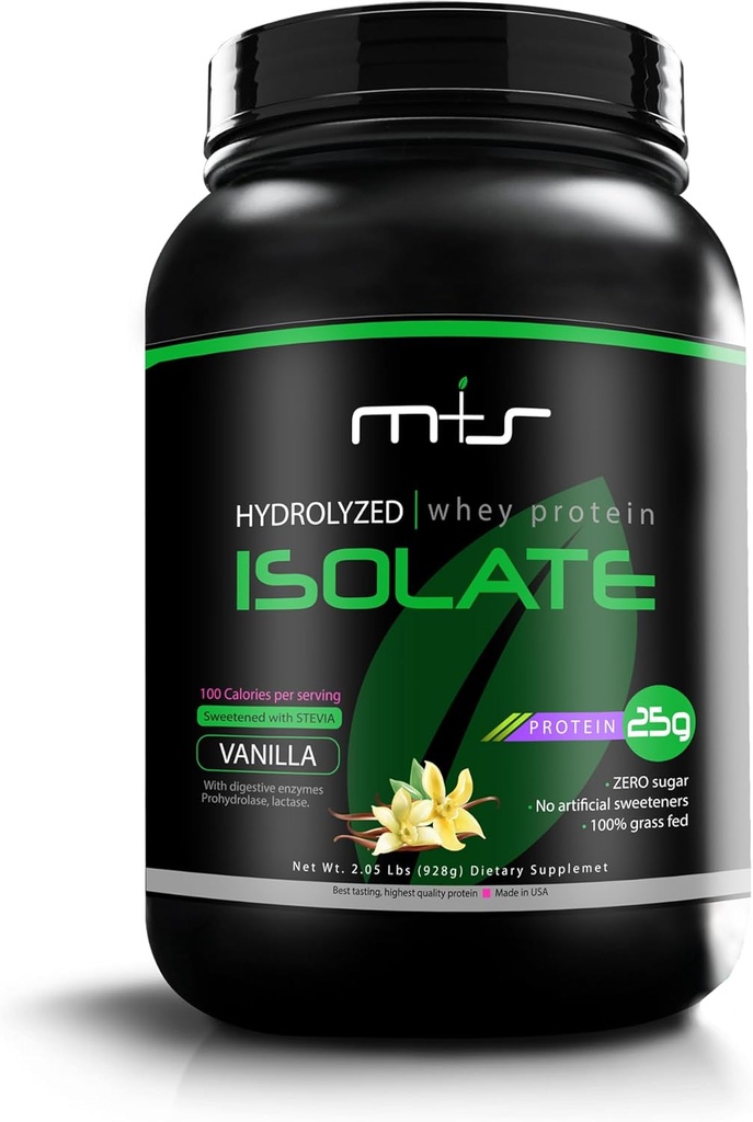 M+S 100%の草の送り - 加水分解された乳清蛋白質の隔離の粉-グルテンフリー、速い吸収、容易な消化、ステビアの甘くされる(バニラ、2.05 Lb)