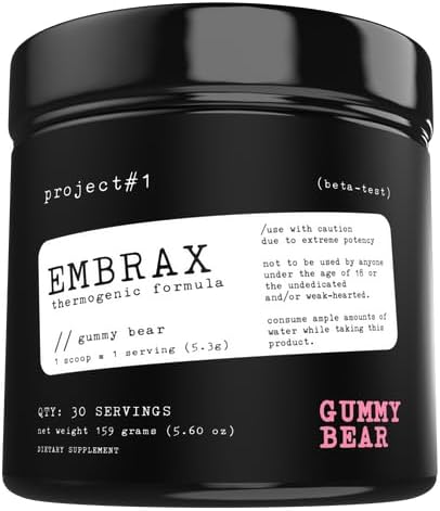 プロジェクト#1 Embrax:Thermogenic Preworkoutの脂肪質のバーナーの人及び女性-女性のための最もよいBellyの脂肪バーナー、男性及び女性のためのL-Carnitineの補足のプレワークアウトの粉  [30のサービング] - Gummy Bear