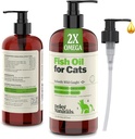 Deley Naturals Wild Caught Fish Oil for Cats with 2X Omega - Cat Fish Oil with Highest EPA & DHA Potency - Omega 3 for Cats for Shedding, Skin, Coat, Joints, Heart and Immune System - Made in The USA