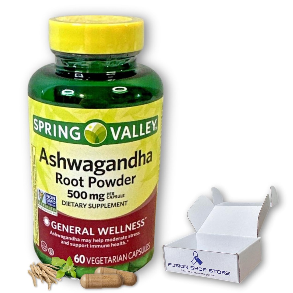Ashwagandha- 500mgの根の粉、60のカプセル(1のパック)