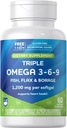 Rite Aidトリプルオメガ3、6、9 Softgels - 健康な心、DHAとEPA、亜麻仁とホウラージュオイルをサポートする60カウントフィッシュオイル