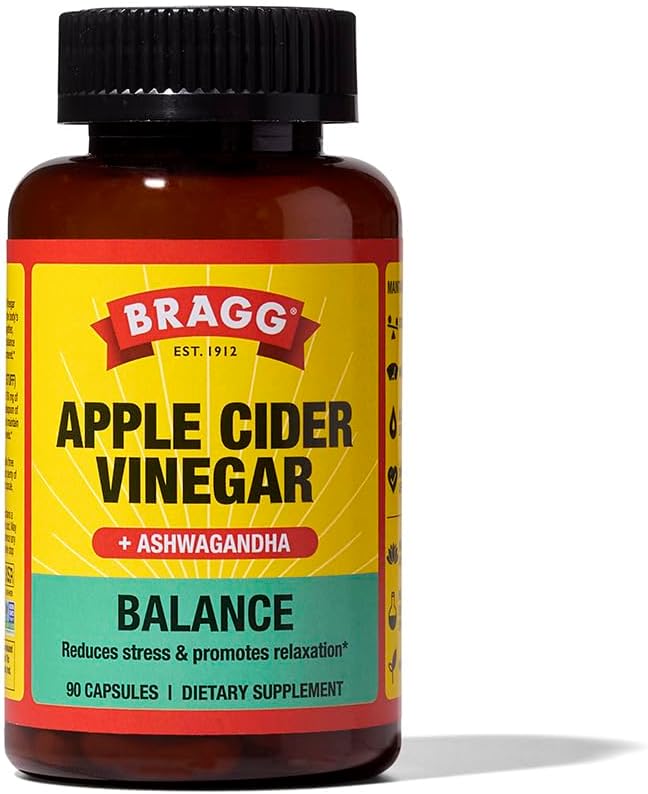 Braggの毎日のバランスのAppleのサイダーのVinegarおよびSensilのAshwagandhaのカプセル-酢酸750mg - エネルギー及び重量管理サポート- (90の丸薬)