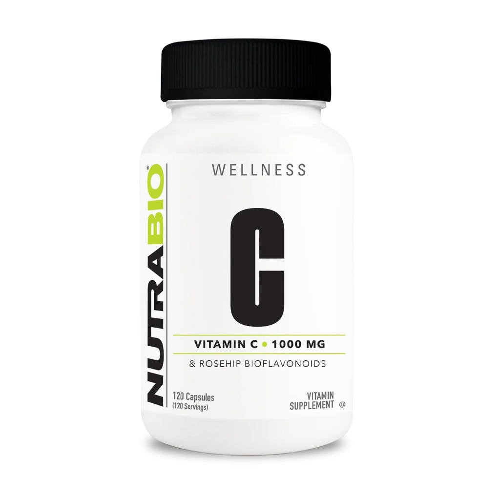 ローズヒップとNutraBioビタミンC - 健康な骨、歯とグム、免疫機能をサポート - フィラーや期待なし - (120カプセル、カプセルあたりビタミンCの1000mg)