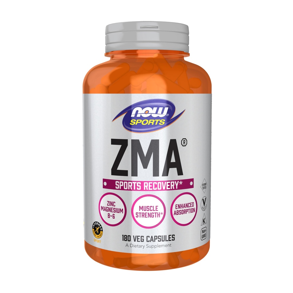 NOWの食糧スポーツの栄養物、ZMA (亜鉛、マグネシウムおよびビタミンB-6)、高められた吸収、スポーツの回復*、180カプセル