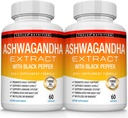 有機Ashwagandhaの根の粉は黒いコショウのエキスが付いている1950のMgを錠剤にします - 純粋で自然なAshwagandhaの補足、人の女性、60のカプセルのためのサポート エネルギー