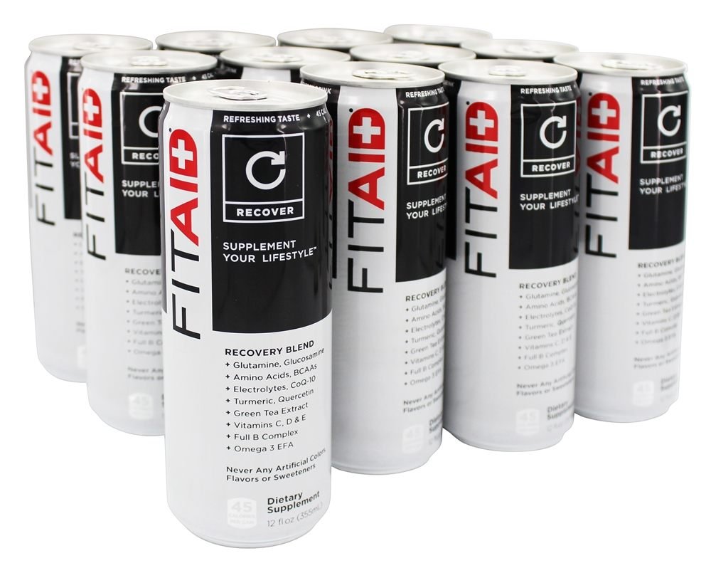 FITAID Recovery Blend | 100% Clean & Paleo フレンドリー | 人工色、風味、または甘味料 | BCAAs、L-グルタミン、L-アルギニン、オメガ3s、12 オーアンス缶(12個入)