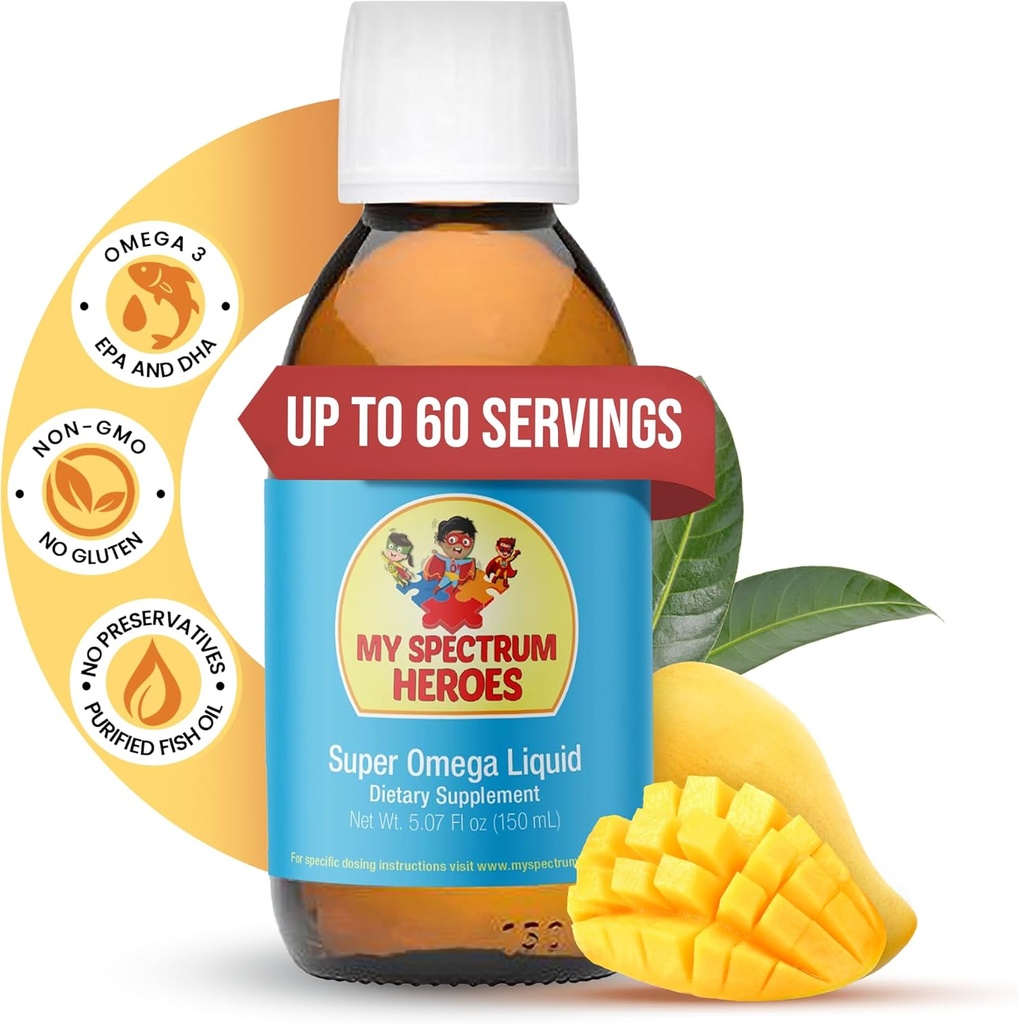 私のスペクトラムは子供のための魚油のサプリメント - 神経補助、炎症と免疫補助金のためのオメガ3 - 脳と眼の健康のためのEPA&DHA - キッズ&大人の液体サプリメント - 5.07oz(150ml)