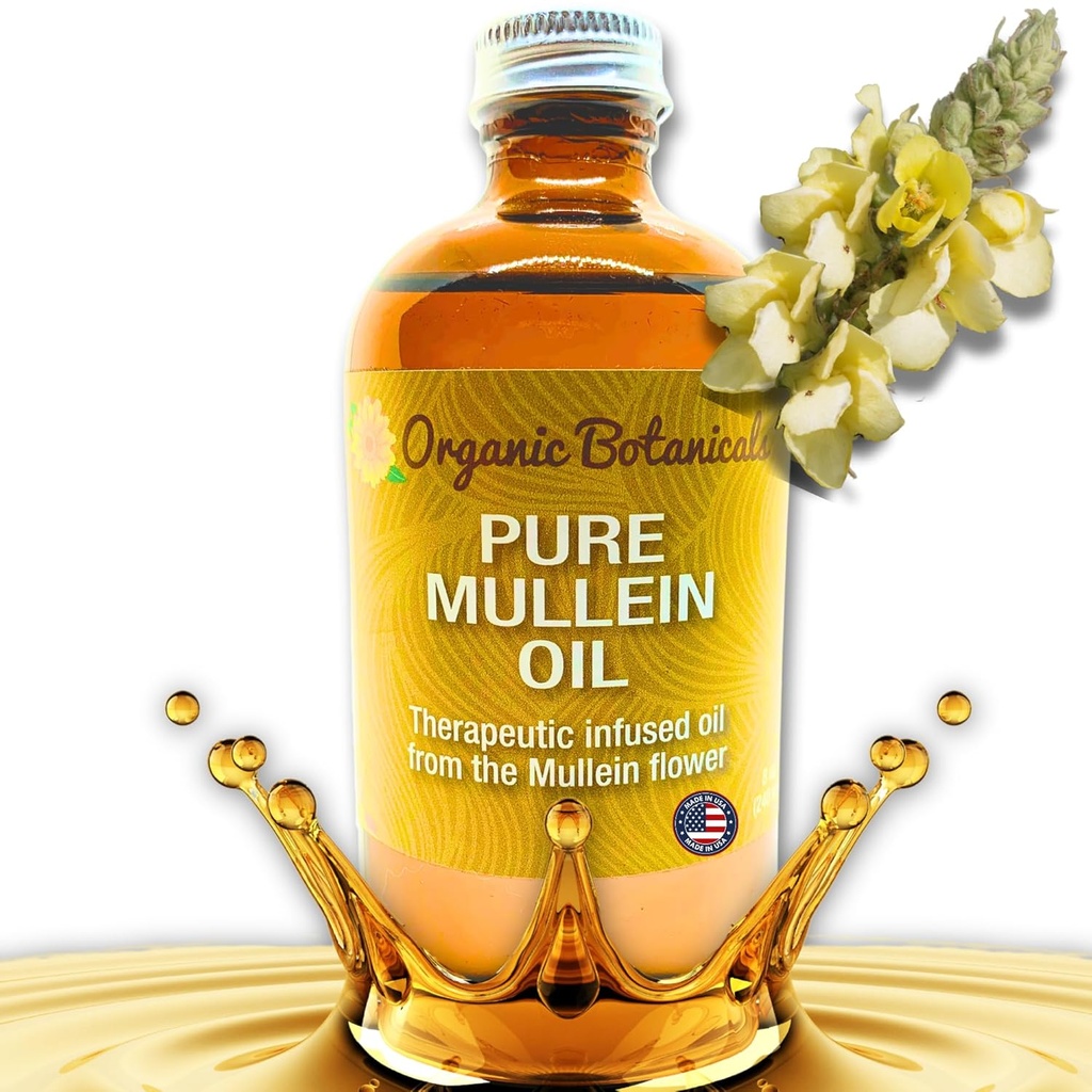 Mulleinオイル - 耳鼻咽喉科、耳鼻咽喉科と子供のための有機耳油ドロップ - 痛みの軽減のためのハーブエキス(4オンス)