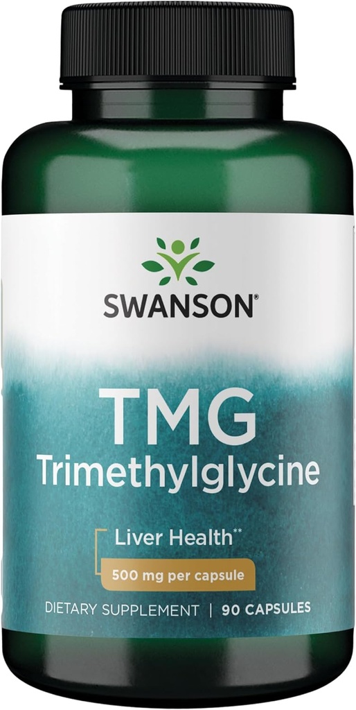 Swanson TMG Trimethylglycine - 健康な肝臓機能と心の健康サポートを促進するアミノ酸サプリメント - (90カプセル、500mg各)