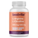 BESTVITE L-アルギニン L-シトルリン 500mg / 250mg ビーガン(240 ベジタリアンカプセル) - ステアリングなし - ジケリウムフレートなし - 非GMO - グルテンフリー