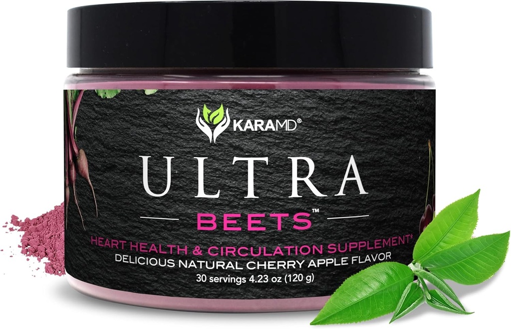 KaraMD UltraBeets | おいしいビートルートのスーパーフードパウダー | 天然ビーガンフレンドリー、非GMO&グルテンフリーのニトリオキサイドブースターサプリメント | 循環とエネルギーを30集中サポート