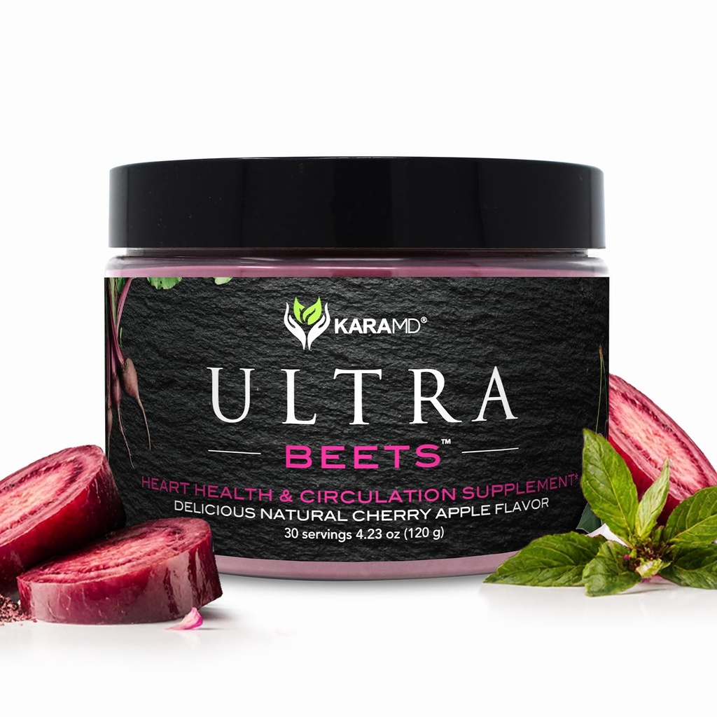 KaraMD UltraBeets | おいしいビートルートのスーパーフードパウダー | 天然ビーガンフレンドリー、非GMO&グルテンフリーのニトリオキサイドブースターサプリメント | 循環とエネルギーを30集中サポート