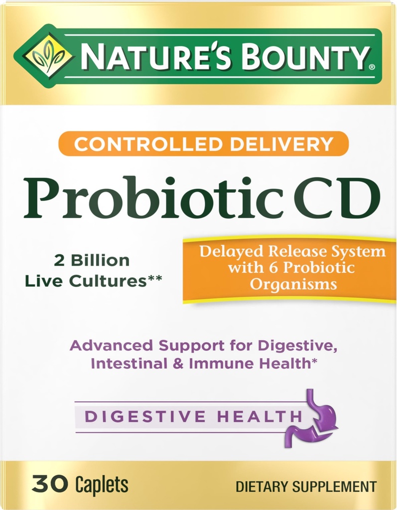 Nature's Bounty Probiotic、Controlled Delivery Dietary Supplement、Digestive、Immune Systems、30 CapletsにBacteriaを提供
