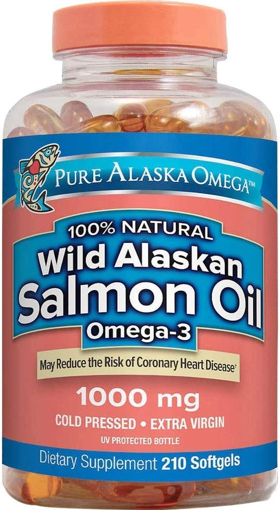 純粋なアラスカOmega-3の野生のアラスカのサーモン オイル1000mg 210のct