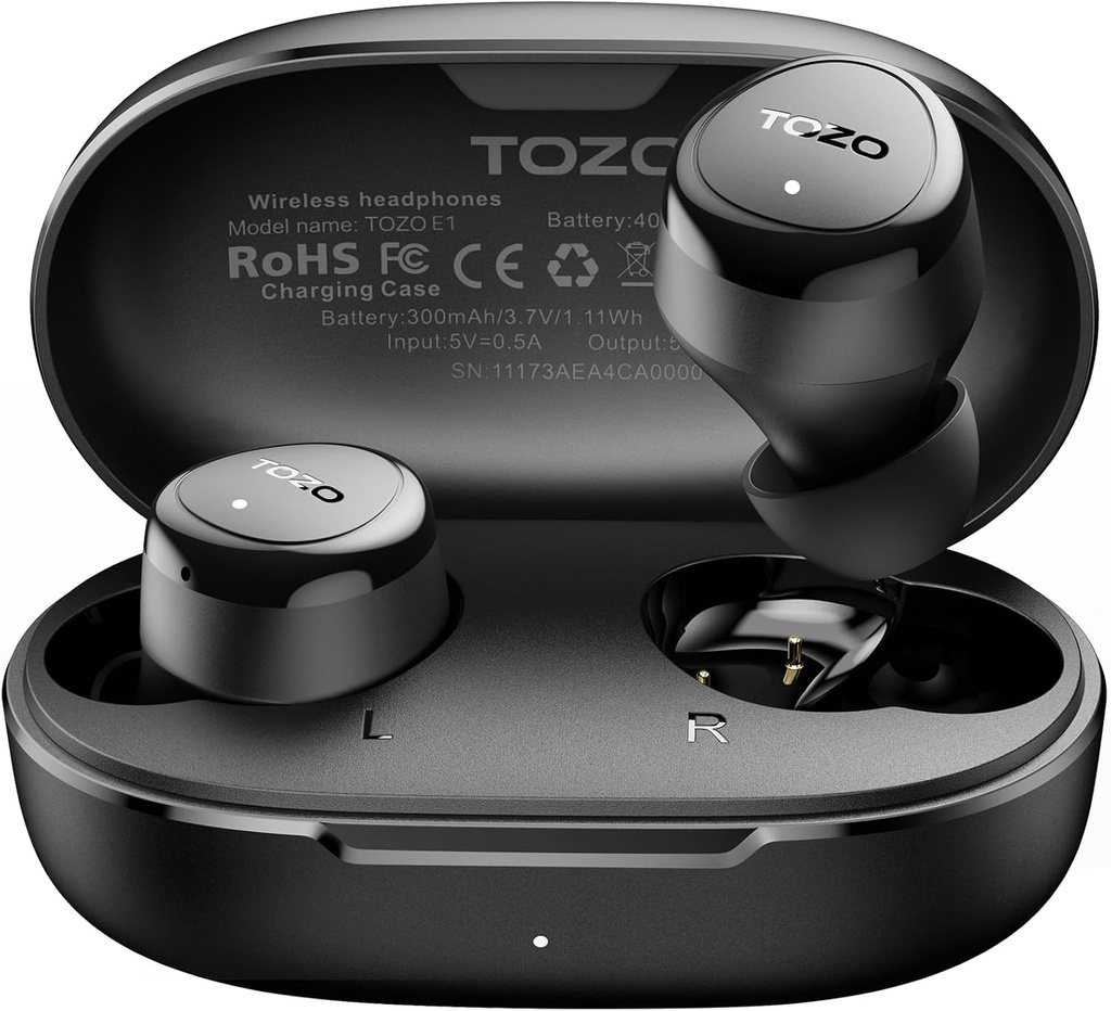 TOZOワイヤレスイヤホンは、マイククリアで構築されています 人間工学に基づいた軽量Bluetooth 5.3 イヤーヘッドフォン防水プレミアムステレオサウンドイヤー芽 30H Playtime with 32 EQs via APP
