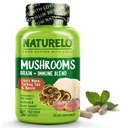 NATURELOのきのこの補足の頭脳及びライオンsのマネ、Reishi、トルコの尾90のビーガン友好的なカプセルが付いている免疫の健康のブレンド