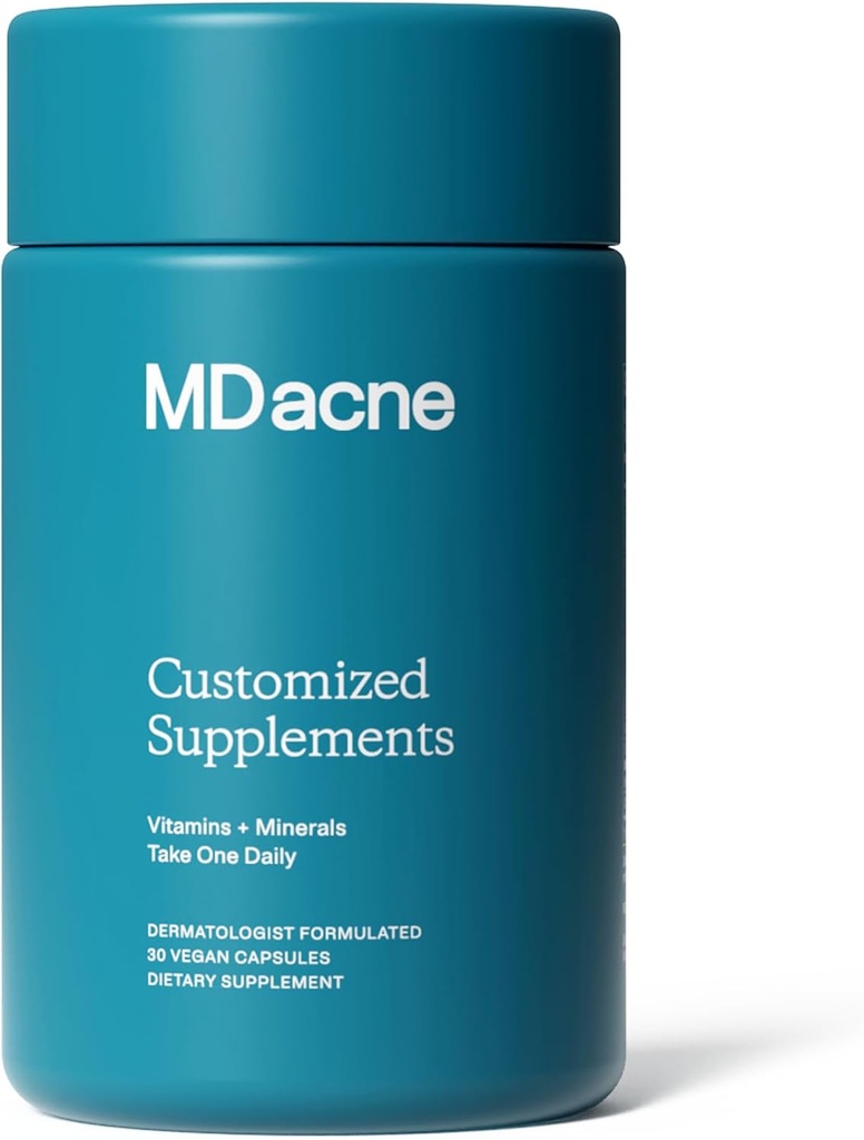 MDacneビタミンとミネラルスキンクリアサプリメント - 30ビーガンカプセル -  Topicalアクネの治療をサポートし、クリア、カルムスキン、赤みと気まぐれを促進 30 カウント (パック 1)