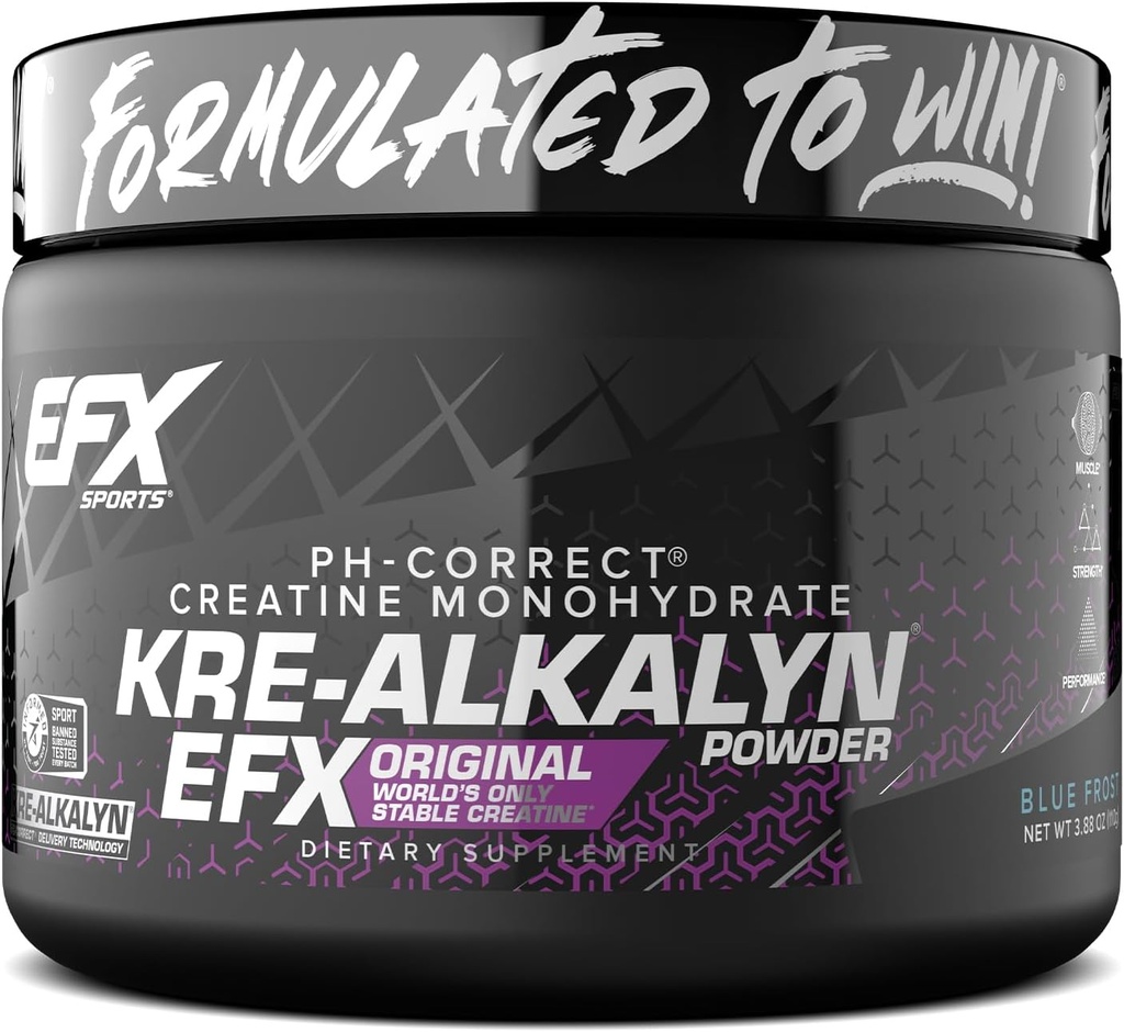 EFX Sports Kre-Alkalyn EFXパウダー | pH 補正クレアチン モノハイド パウダー サプリメント | 強度・筋肉の成長・性能 | 55 サービング(ブルーフロスト)