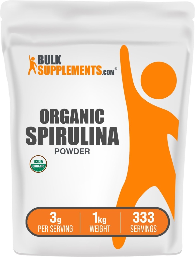 BulkSupplements.com 有機スピルリナパウダー - スーパーフード、グリーンスピルリナパウダー、ハーブサプリメント - 完全菜食主義者フレンドリー、1kg(2.2ポンド)(パック1)