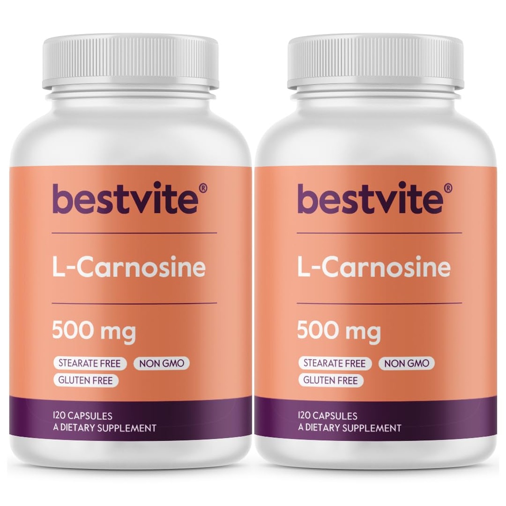 BESTVITE L-Carnosine 500mg(240カプセル)(120x2) フィラーなし - 無菌 - グルテンフリーGMO - グルテンフリー