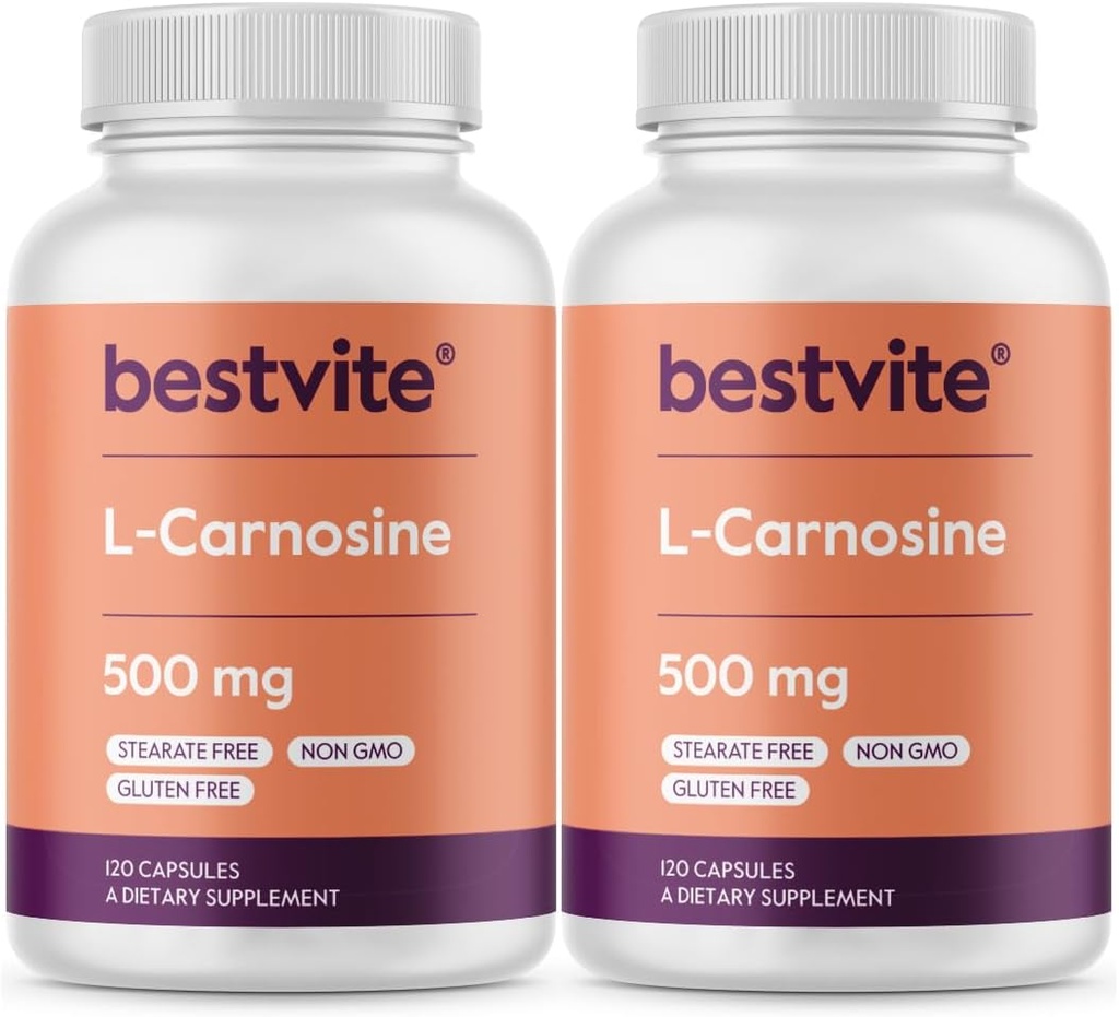 BESTVITE L-Carnosine 500mg(240カプセル)(120x2) フィラーなし - 無菌 - グルテンフリーGMO - グルテンフリー
