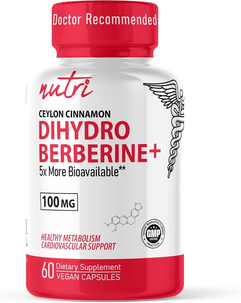 Nature's Fusions Dihydroberine Supplement 100mg 60カプセル - Ceylon Cinnamon - 通常のBerberine HCLよりも5Xより効果的