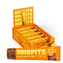Misfits ビーガンプロテインバー, ピーナッツバターファッジ - 更新レシピ | プラントベース, 低砂糖 & 炭水化物, 高繊維スナック | パック 15