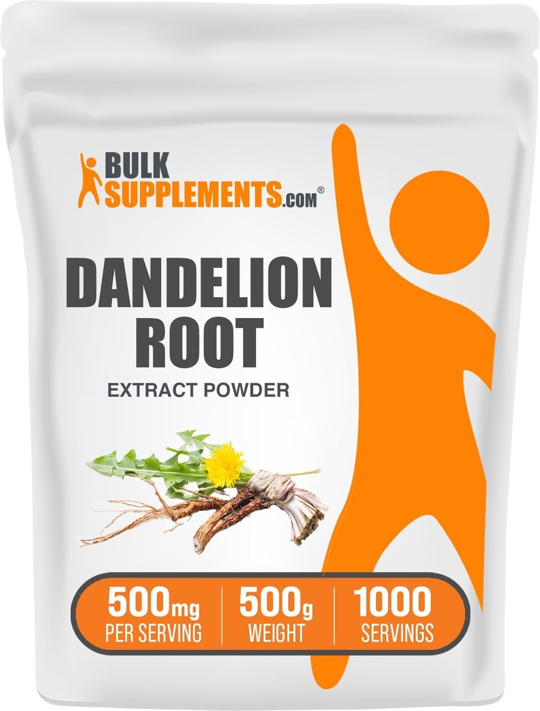 BulkSupplements.com Dandelion Root Extract Powder - Dandelion Root Supplement、Herbal Supplement - ビーガン&グルテンフリー、500mg /サービング、500g(1.1ポンド)(パッケージ1)