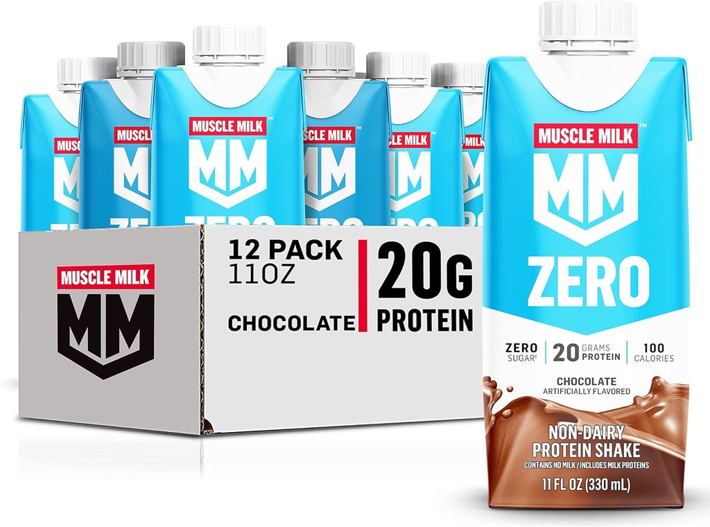 筋肉ミルクのゼロ蛋白質の揺れ、チョコレート、11 Fl Ozのカートン、12のパック、20g蛋白質、ゼロ砂糖、100カロリー、ビタミンA、C及びDの4g繊維、高める軽食、ワークアウトの回復、包装のMay Vary、11 Fl Oz (12のパック)