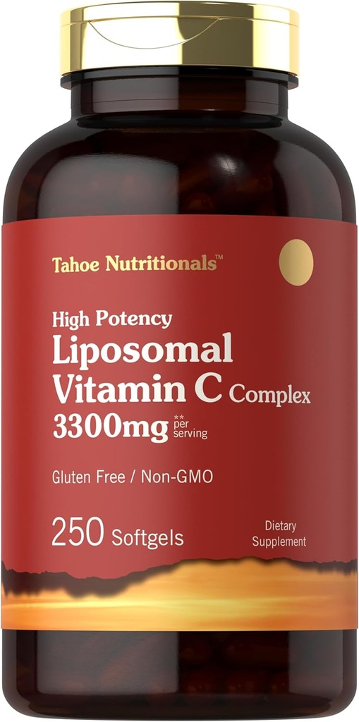 Tahoe Nutritionals Liposomal Vitamin C Complex | 3300mg | 250 Softgels | High Potency | Non-GMO グルテンフリーサプリメント