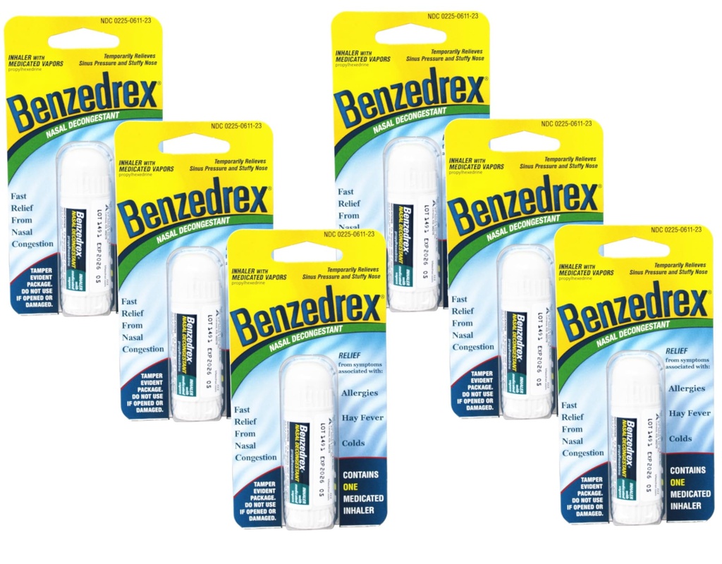 Benzedrexの吸入器Propylhexedrineの鼻のDecongestant - 1の計算(6のパック)