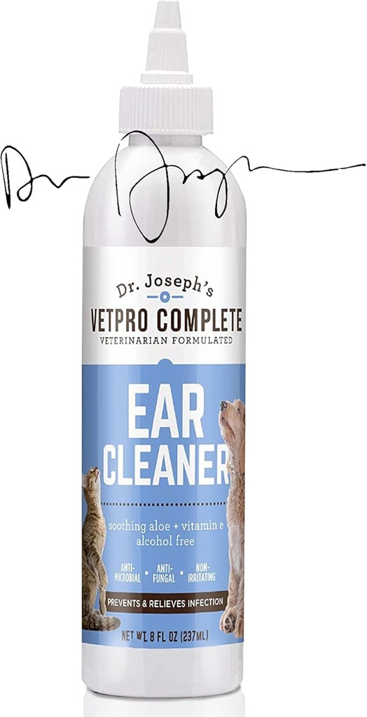 VetProは、ジョセフの犬耳クリーナー、8オンス、穏やかな犬と猫の耳鼻咽頭ソリューションをAloe VeraとビタミンEで洗浄し、犬の耳はワックスと破片を取り除き、臭気、簡単なアプリケーターを減らします