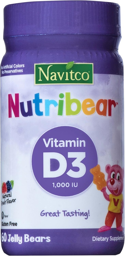 「NutriBear」ビタミンD3 1,000 IUグレートテイスティング、60ゼリーベア