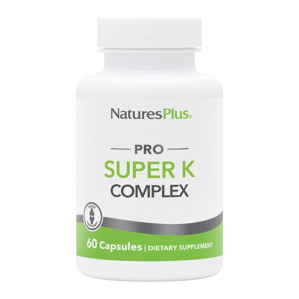 NaturesPlus PROスーパーKコンプレックス - 60カプセル - ヘルシーカルシウム代謝を促進 - ビタミンK1とK2 - 非GMO、ビーガン&グルテンフリー - 60サービング