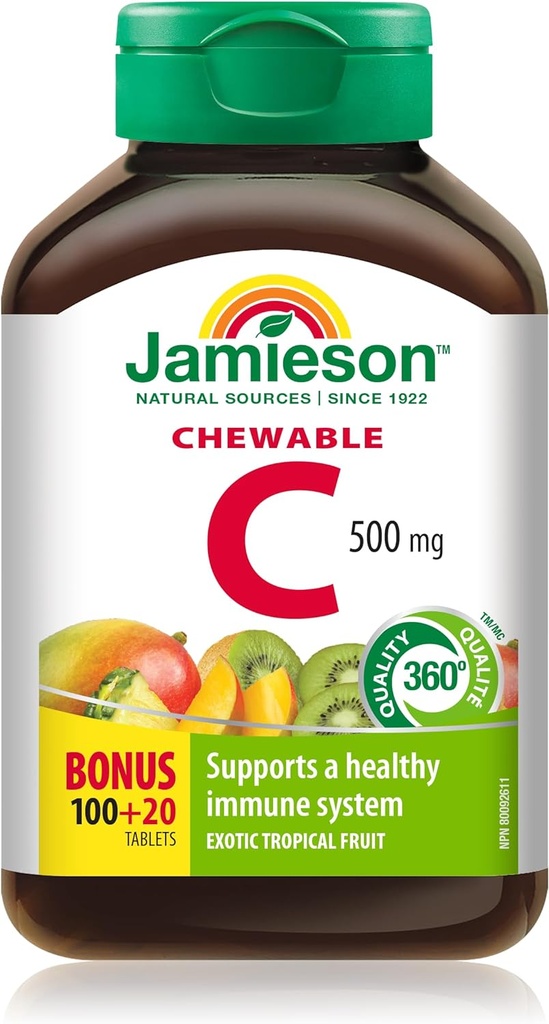 JamiesonのChewableビタミンC 500のmgのエキゾチックな熱帯フルーツ、カナダから輸入される120ct}