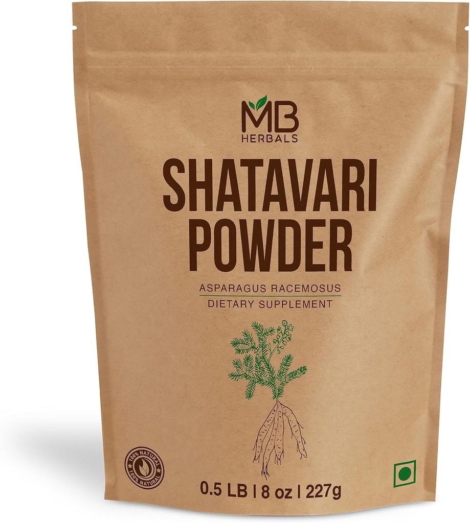MB Herbals Pure Shatavari Powder 227 Gram | 8 oz | 100% Pure Asparagus racemosus