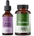 HERBAMAMA NerveサポートとRhodiolaキット - Nerveサポート液体コンプレックスのバンドル2 fl oz&Rhodiola Roseaカプセル - ビーガン、非GMO、砂糖&アルコールフリー、2パック