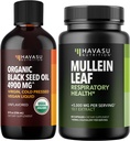 HAVASU NUTRITIONの有機性黒い種のオイルの液体+ Mulleinの葉のカプセルの束
