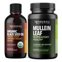 HAVASU NUTRITIONの有機性黒い種のオイルの液体+ Mulleinの葉のカプセルの束