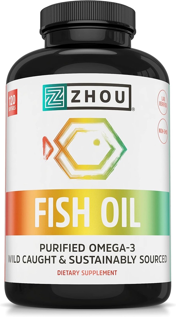 Zhouの魚油-女性及び人のための魚油の補足、オメガ3脂肪酸、大人のためのDHA及びEPAの自然な源、Bullpless、純粋、中心及び接合箇所の健康- 120 Softgels