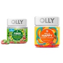 OLLY 繊維の Gummy リング、5g のプレバイオティック繊維、FOS (Fructo-oligosaccharides)、Digestive サポート及びこんにちは幸せな Gummy Worms、気分のバランス サポート、ビタミン D、サフラン、大人のChewable 補足