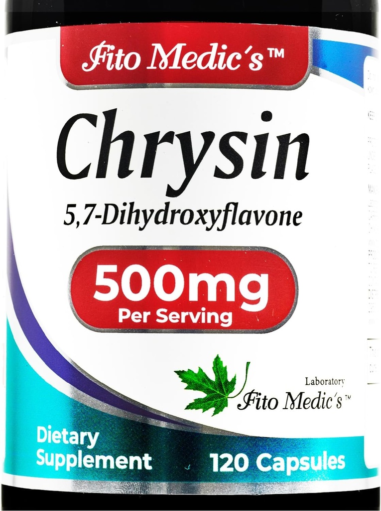 FITO MEDIC'S - Chrysin - 500mg - パッションフラワー - 120カプセル、超高吸収剤。