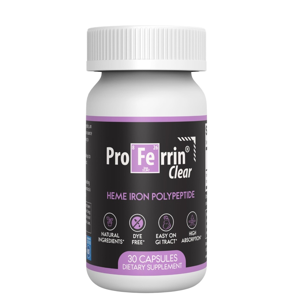 Proferrin Clear 30ct | GI トラクト | ナチュラル、NSF 認定、染料 無料