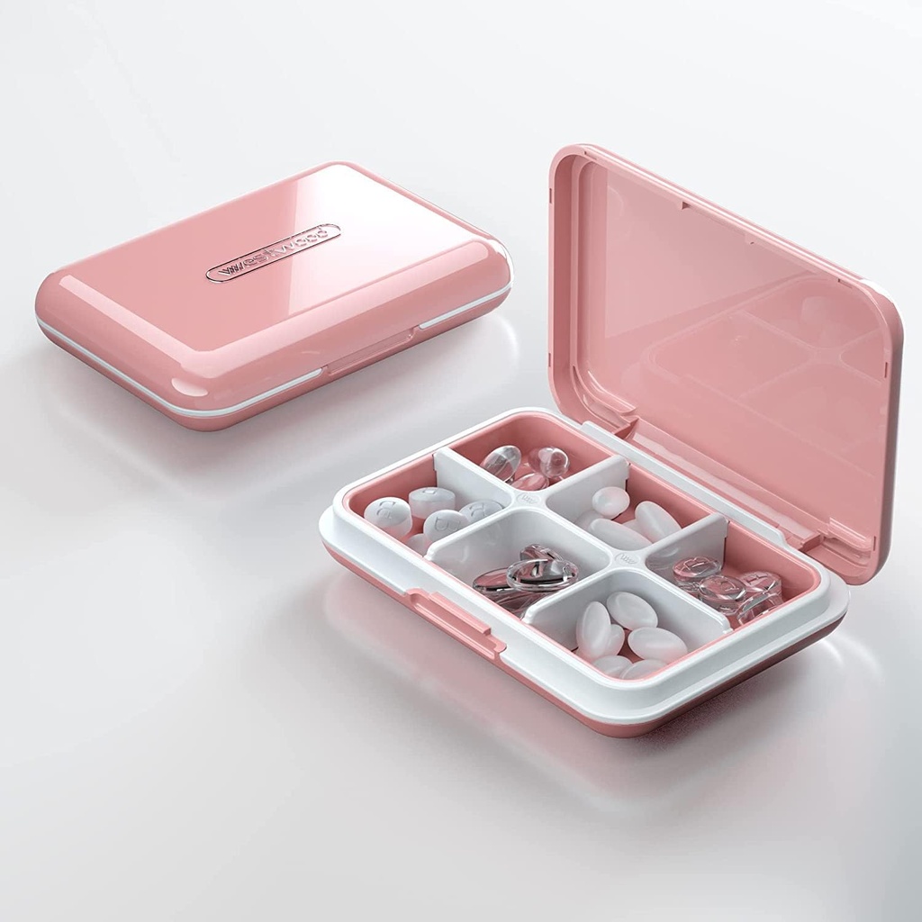 毎日ピルオルガナイザー、財布のためのピルボックス - Dtouayzトラベルピルケース、ビタミンサプリメント、薬用ディスペンサー防水6コンパートメント医薬品ホルダー、週刊大型ピルコンテナ