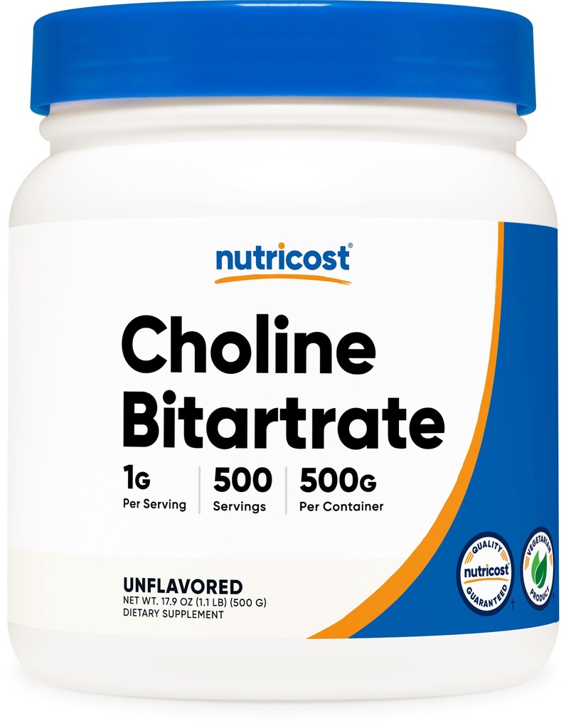 Nutricostの純粋なコリンのBitartrateの粉500グラム